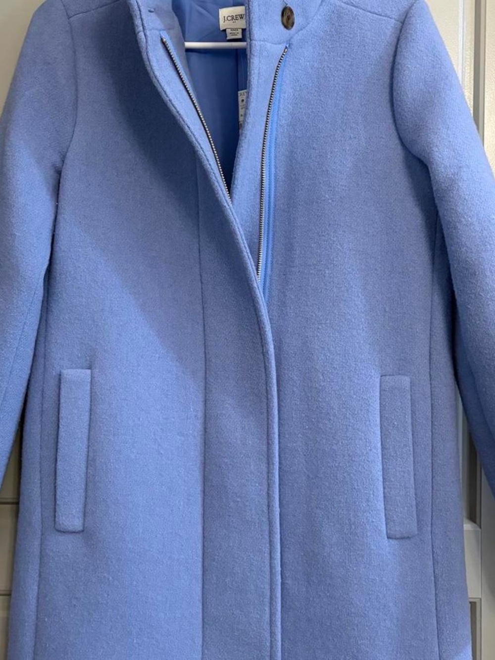 J. Crew Light Blue Wool-Blend Trench Coat